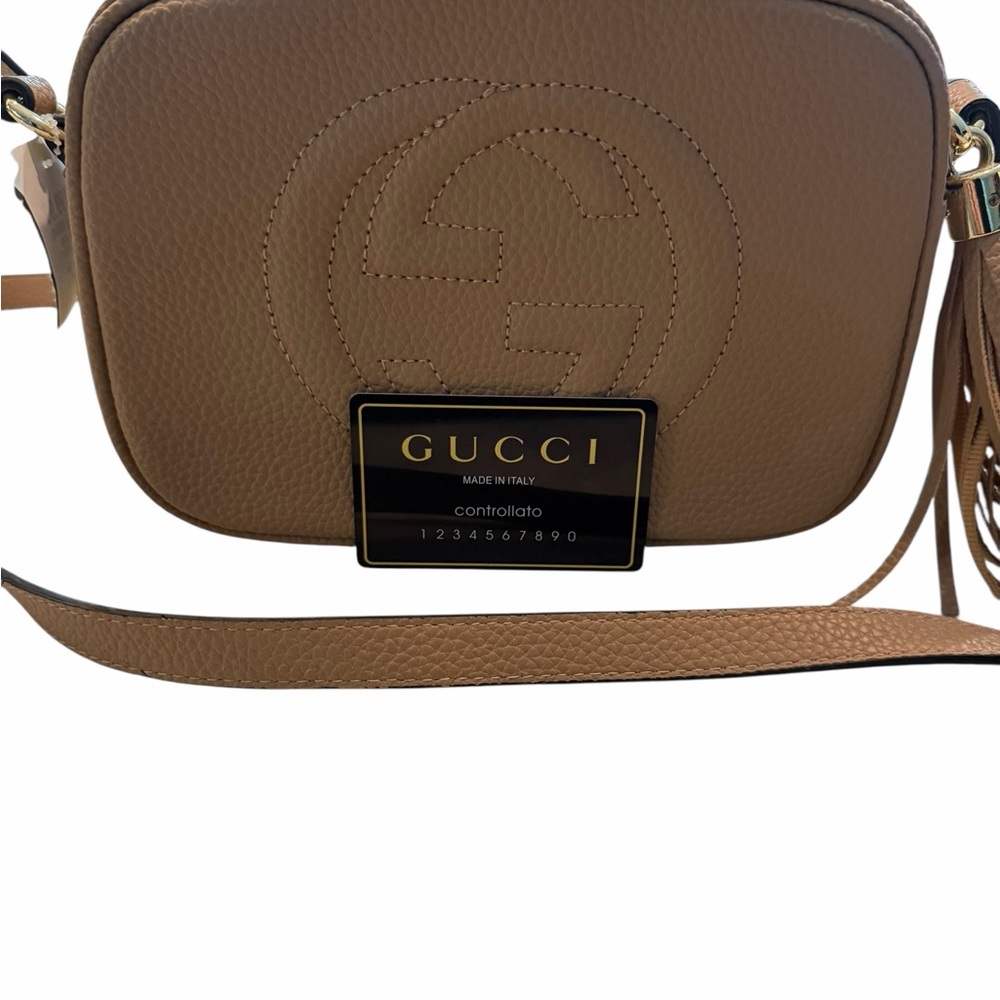 Gucci soho disco Pebbled Tan Leather Crossbody with Embossed Double G - Picture 4 of 8